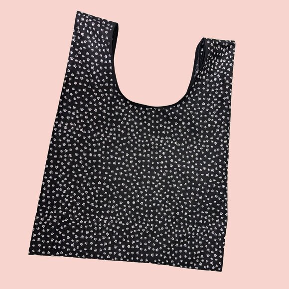 Black Reusable & Foldable Shopping Bag Paws Print - Picture 6 of 6